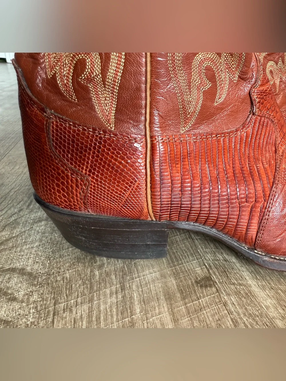 Mens Vintage Justin 8303 Teju Lizard Exotic Cowboy Western Boots sz 10.5 E